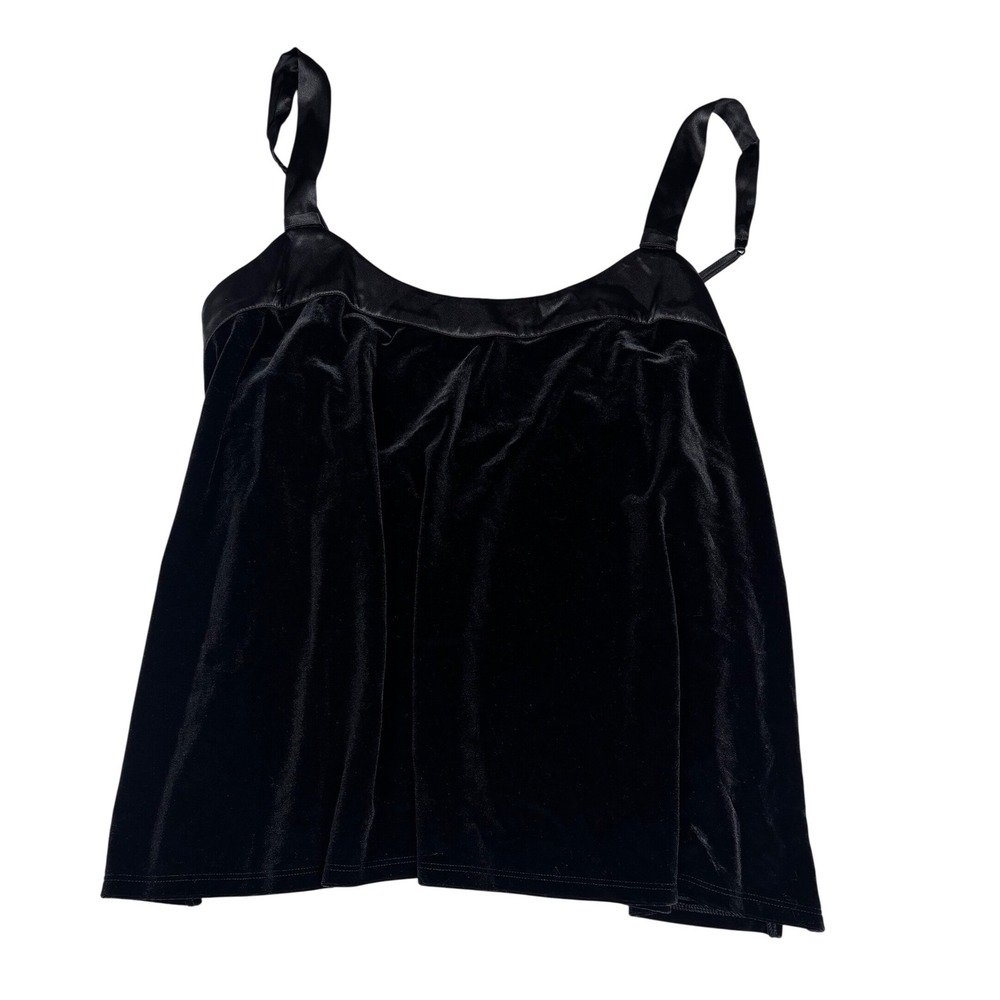 Scarlette Modern Whimsigoth Black Velvet Top XL Satin Trim Adjustable Straps